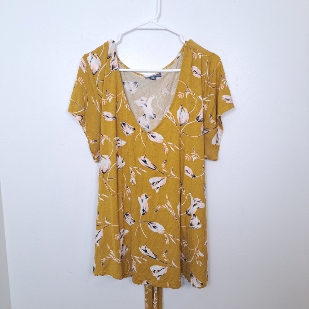 Modcloth Yellow White Floral Stretchy Girly Dainty Spring Cute Shirt Size 2X - Picture 2 of 7